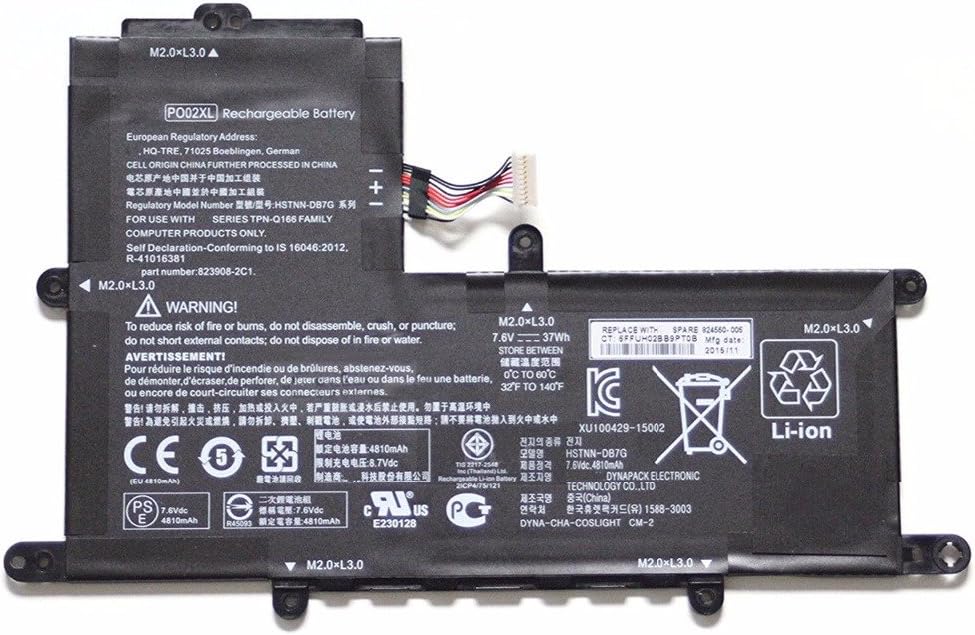 PO02XL HSTNN-DB7G 823908-1C1 823908-2C1 824560-005 HSTNN-IB7G Laptop Battery Replacement for HP Stream 11-R 11-R000 11-R014WM 11-R010NR 11-R015WN 11-R015WM Pro G2 G3 Series(7.6V 37Wh)