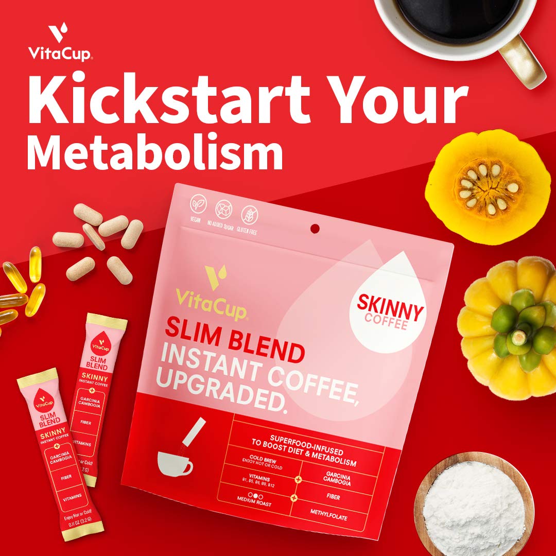 VitaCup Slim Coffee Instant Coffee Packets for Diet & Metabolism, Serve Hot or Cold with Vitamins B1, B5, B6, B9, B12 in Single Serve Sticks 10 CT : Grocery & Gourmet Food