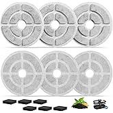 6 Pack 7" Activated Carbon Filters for 2.5Gal / 9.5L Large Dog Water Fountain, 18CM Larger Cat Water Fountain Filters for Kastty 9L Large Dog Fountains(6 Filters+ 6 Sponges)