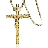ZENLUNANO Crucifix Cross Necklace for Men and Women with Exquisite Jesus Pendant and Stainless Steel Chain 16-30 Inch
