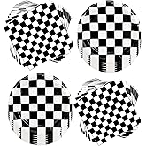 80Pcs Black White Checkered Party Supplies Set - 7" Race Car Plates and Napkins for Car Theme Race Birthday Party Decor | Serves 40