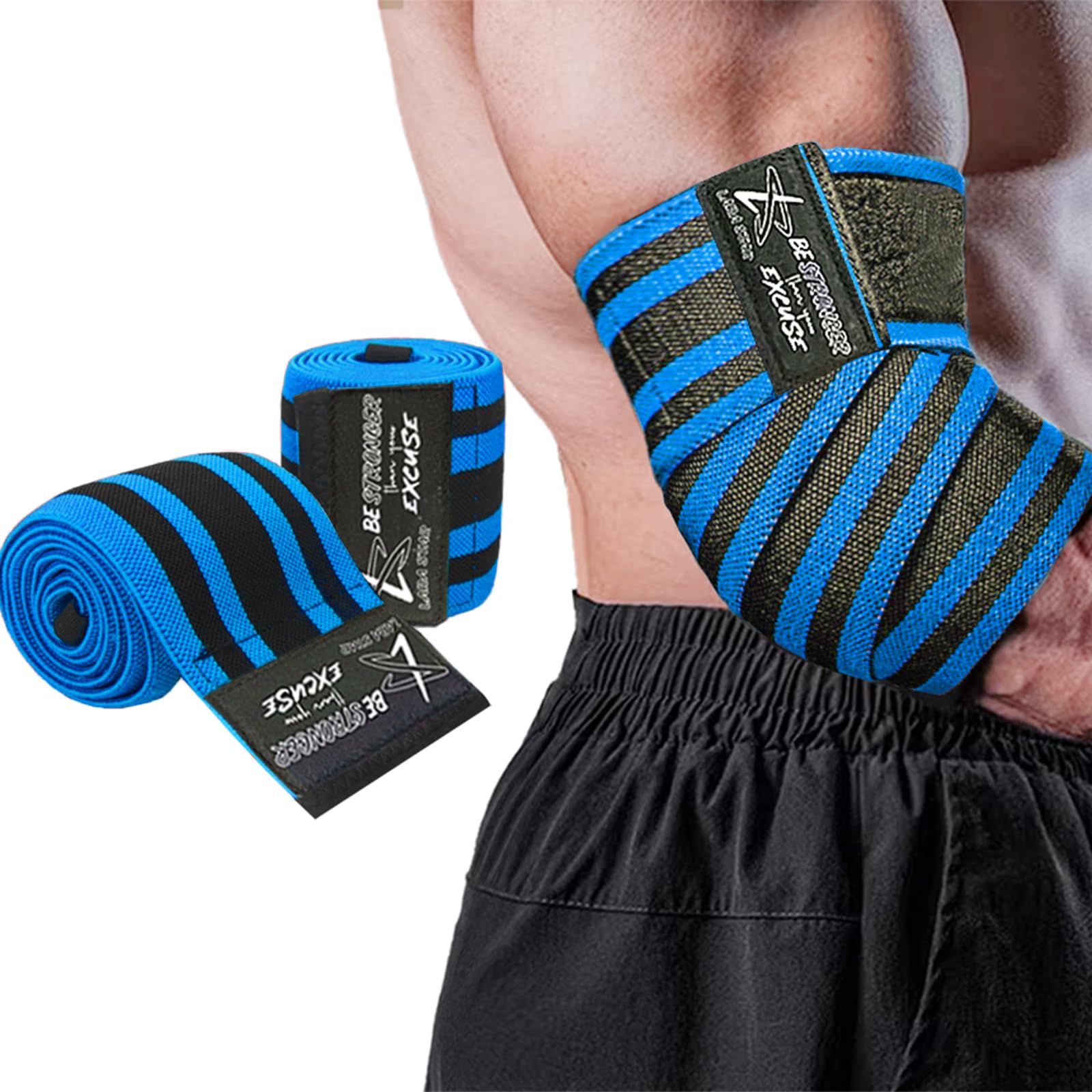 LARA STAR Elbow Wraps for Weightlifting, Bench Press, Cross Training & Powerlifting for Men and Women - 47" Nylon (1 Pair) Elbow Straps - Increases Stability of Joints and Supports Injury Recovery