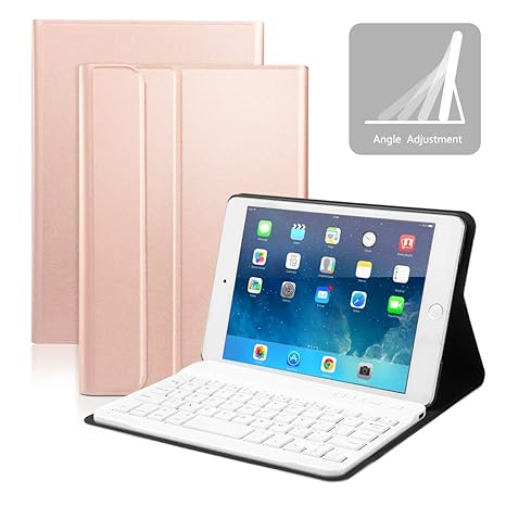 Feelkaeu Ultra-Thin Deutsche Bluetooth Tastatur Keyboard Case Cover für iPad Mini 1234 SlimShell Ständer Mehrfachwinkel Schut