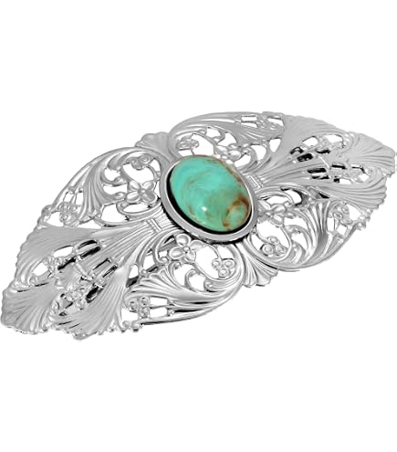 Amazon.com: Native American Coral Silver Hair Barrette  display picture 1