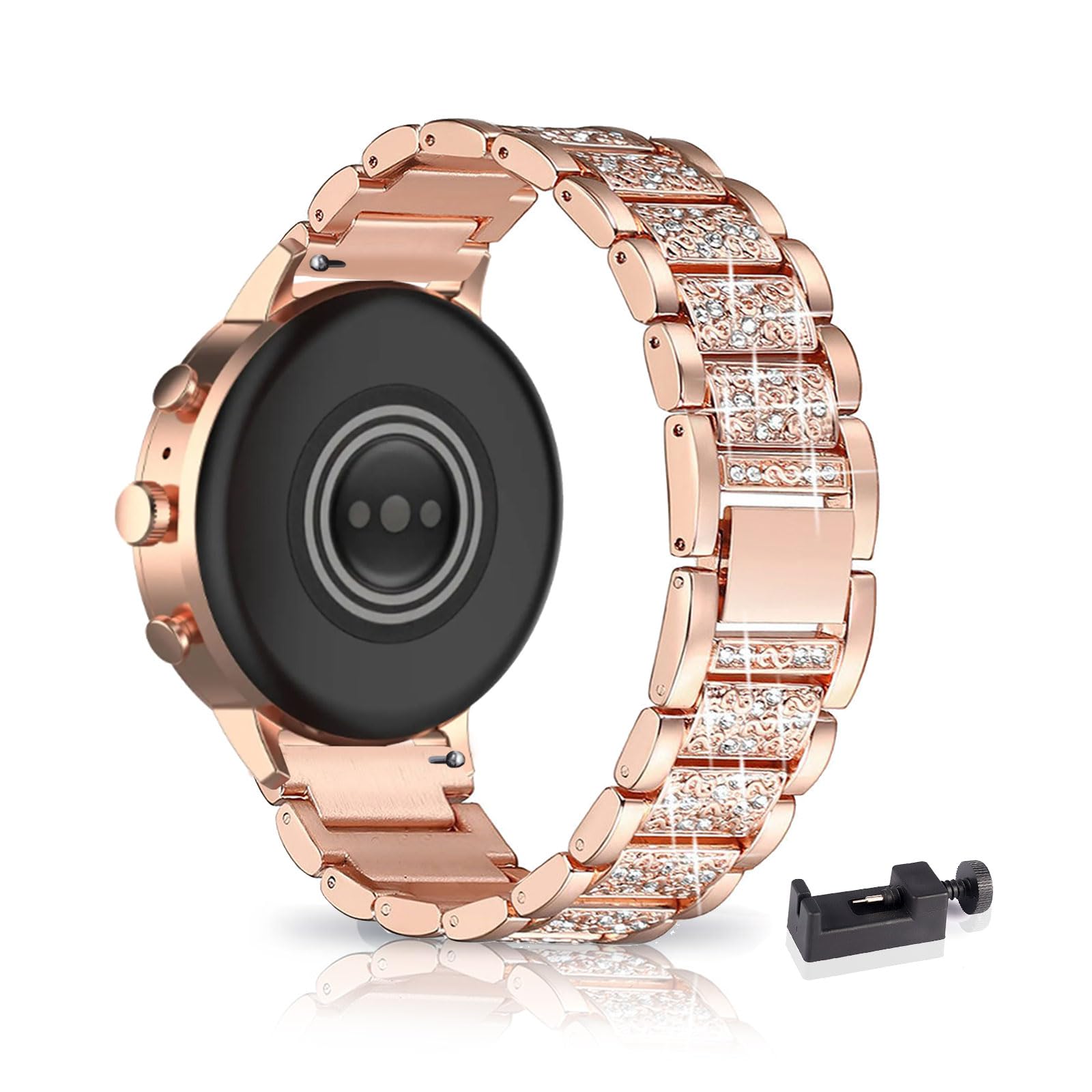 AireWiki Bracelet Compatible with Fossil Gen 6 Women Hybrid Watch Strap Stainless Steel for Men Elegant Shiny Metal Watch Strap for Fossil Gen 6 Women Hybrid Watch (Rose Gold)