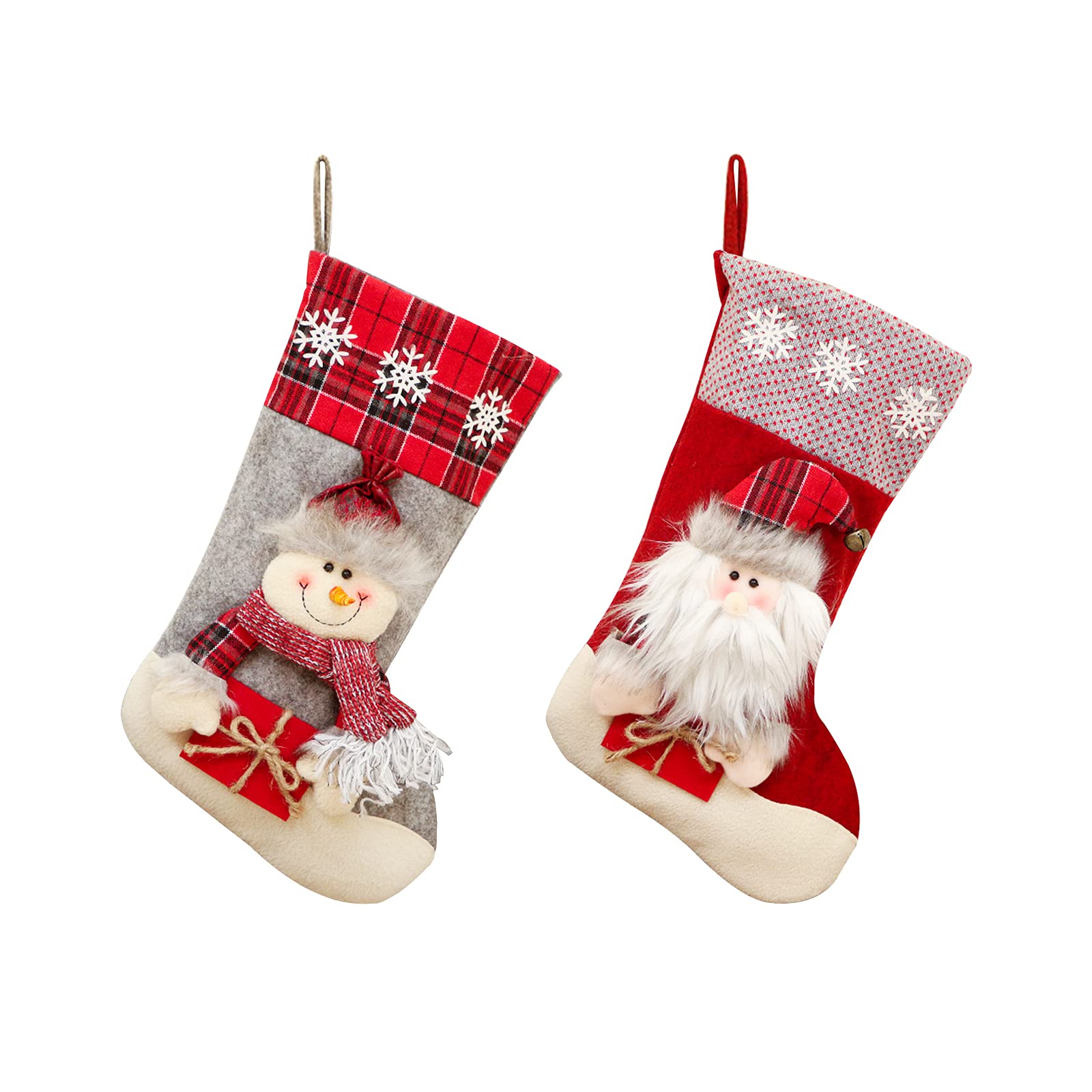 GLAITC Christmas Stocking Set 2Pcs Large Xmas Sock Sack Gift Bag Christmas Holiday Stockings Xmas Decoration Stockings Christmas Tree Stockings for Kids Adults Christmas Party Decorations