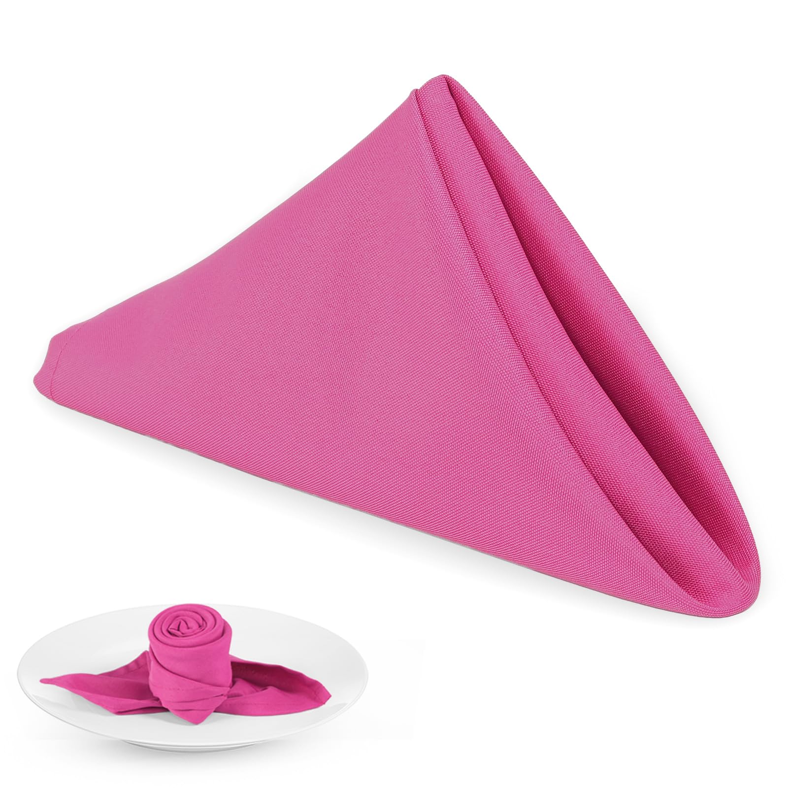 Photo 1 of PLOYMONO Fuchsia Heavy Duty Cloth Napkins - 17 x 17 Inch Solid Washable Polyester Dinner Napkins - Set of 8 Napkins with Hemmed Edges - Great for Weddings, Parties, Banquet, Spring, Mothers Day