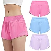 EXARUS Girls 2.5"/4" Athletic Shorts Running Workout Track with Liner Zip Pocket Lightweight Gym Sports for Kids 6-12Y