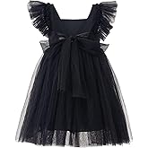 Tutu.kk Toddler Girls Vintage Party Dress Ruffled Sleeve A-Line Tulle Flower Girl Dresses for Wedding,Birthday