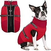 SUNFURA Dog Coat for Small Dogs, Warm Dog Winter Jacket with Harness Built in, Waterproof Pet Snow Jacket Fleece Cold Weather Coats for Puppy Chihuahua, Maltese, Red XS