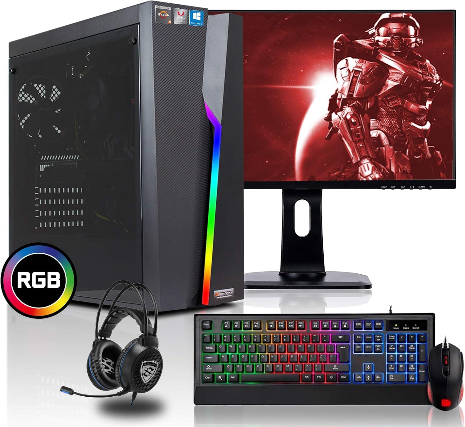 dcl24.de Gaming Komplett PC Set Bolt RGB AMD Ryzen Amazon.de Computer