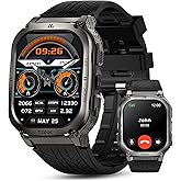 AMAZTIM Smart Watch, 60 Days Extra-Long Battery, 5ATM Waterproof Swimming Diving, Full Metal Military Grade, Answer/Make Call, 2" AMOLED Display, Health Monitor Compatible for iPhone and Android