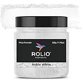 Rolio Premium Mica Powder - Noble White (50G / 1.76oz) - 1 Jar of White Pigment Powder for Epoxy Resin, Dye, Soap Making, Nail Polish, Paint, Candle Making, Bath Bombs, Slime