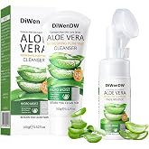 DWDiWen 2PCS Aloe Vera Face Wash for Women &amp; Men,Gentle Hydrating Foaming Aloe Face Wash for All Skin Types,Oil-Free Facewash Daily Face Cleanser to Remove Dirt,Oil &amp; Makeup
