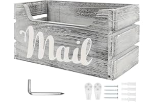 Wood Mail Organizer Rustic Mail Holder Countertop Farmhouse Mail Storage Box Letter Bin Holder for Office Home Desktop and Wa