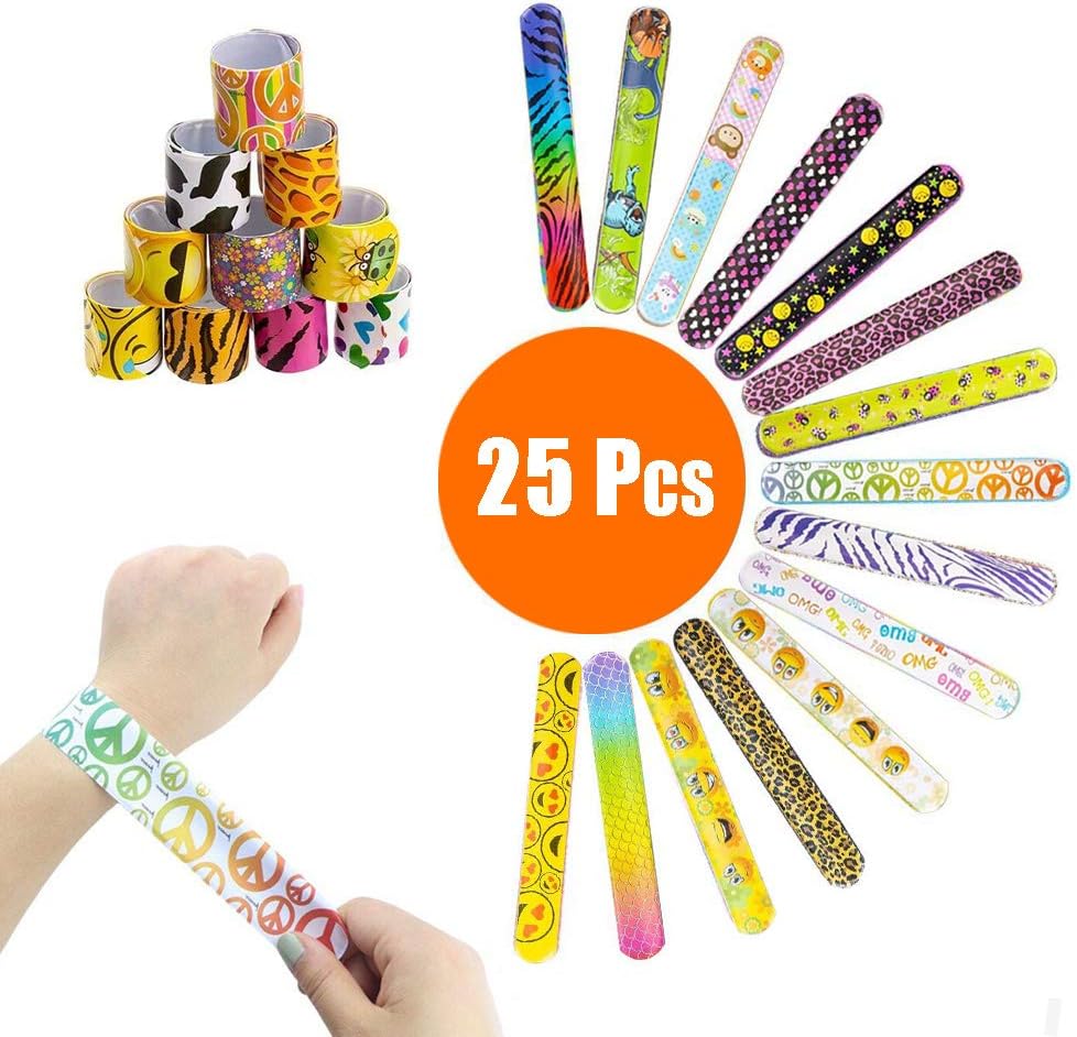 WJIASI Slap Bracelets Slap Bands Snap Bands Party Bag Fillers for Kids Boys Girls Birthday School Goodie Bag Little Toys Favours,25 Pcs