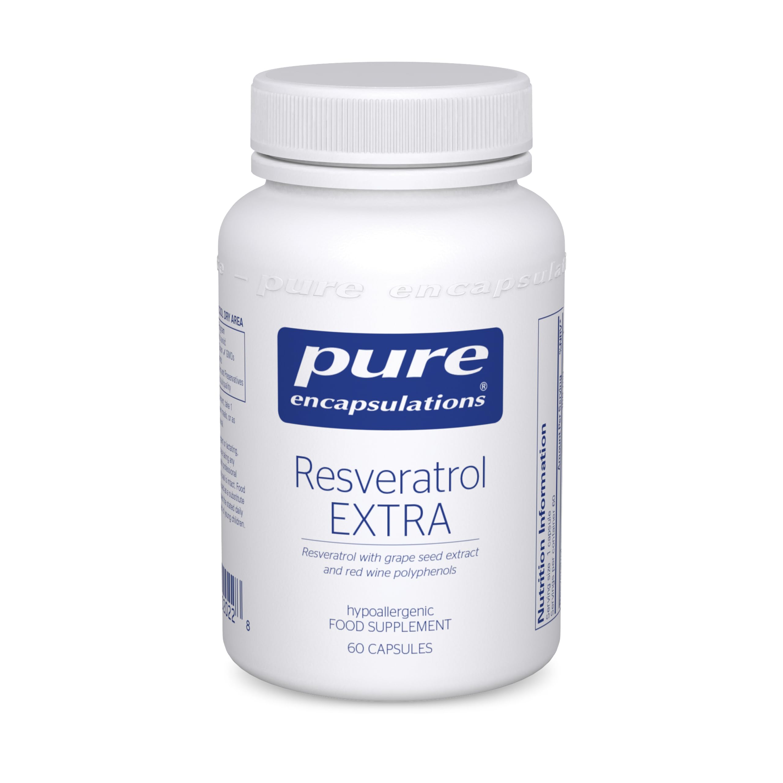 Pure Encapsulations Resveratrol Extra 100mg - Resveratrol with Grape Seed Extract and Red Wine Polyphenols - 60 Capsules