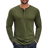 COOFANDY Men's Long Sleeve Henley Shirts Cotton T-Shirts Casual Pullover Shirt Soft Stretch Basic Tees Fall Tops