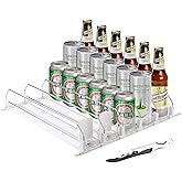 ONCHSH Drink Organizer for Fridge,Soda Can Drink Organizer for Refrigerator,Beer Pop Can Water Bottle Storage for Pantry,Width Adjustable Beverage Pusher Glide (White, 16.4" D - 5 Rows)