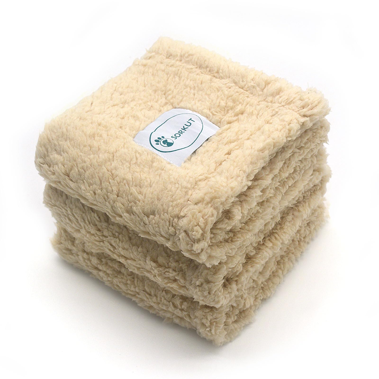 Photo 1 of 1 Pack 3 Dog Blanket Calming Blankets Fluffy Premium Fleece Puppy Blanket Soft Sherpa Pet Blanket for Dog Puppy Cat Beige,Small (23" x15’’)