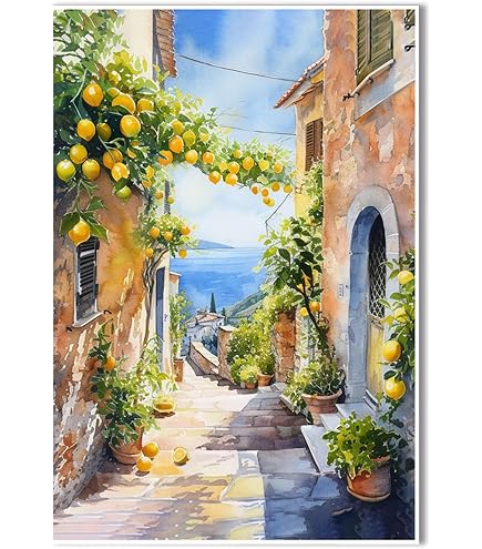Amazon.com: FWLBUGRA Amalfi Coast Lemon Tree Italian Coast Art