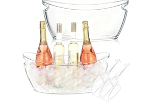 2-Pack Acrylic Ice Buckets with Scoops, 5.5L Clear ice Buckets for Parties, Mimosa Bar Supplies, Beverage Tub for Champagne, 