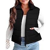 Nitzana Women's Puffer Vest Detachable Hooded Stand Collar Zip Up Puffy Quilted Vests Outerwear With Pockets Fall Winter