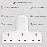 Invero 3 Way Multi Mains Socket Adapter UK 3 Pin Plug 13A White Cable Free view 3