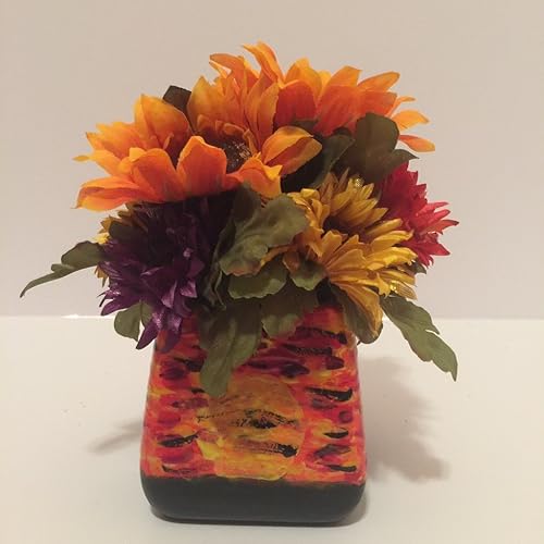 Amazon Com Hand Painted Ceramic Vase Sunset Multicolored Sun