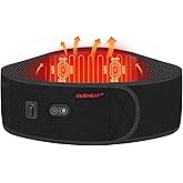 CUEHEAT Heated Waist Belt - Cordless Heating Pad for Low Back, Electrical Heating and Massage, Rechargeable Battery Powered (Black, 49 inches)
