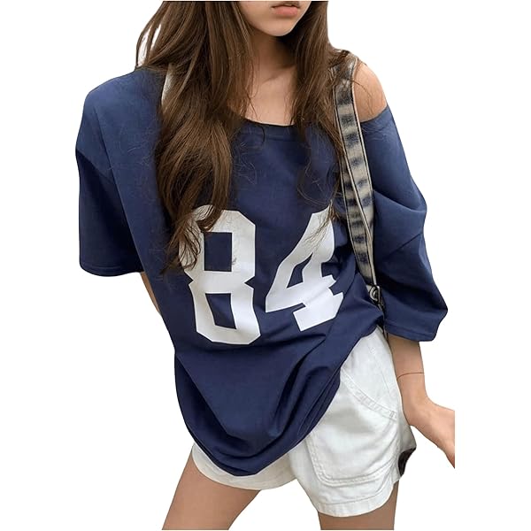 One Shoulder Oversized Tshirts Short Sleeve Y2k Baby Tees Summer