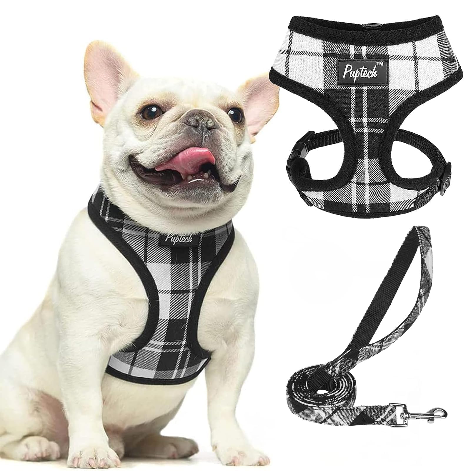 PUPTECK Dog Harness Small Dog Soft Mesh Pet Puppy Cat Comfort Padded Vest No Pull Harnesses and Leash Set