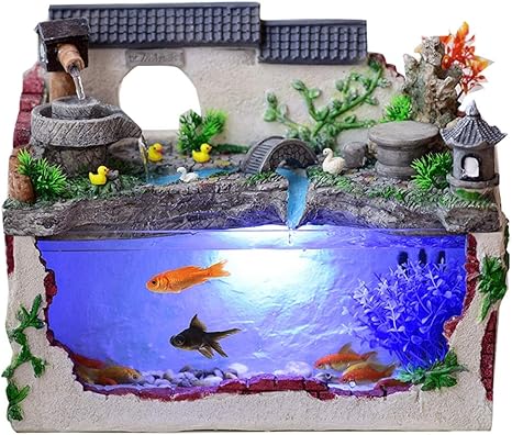 Amazon 色付き水槽リラクゼーション屋内卓上噴水ミラーの滝ライトショー卓上噴水ledライトを変更します Color B 置物 オブジェ オンライン通販