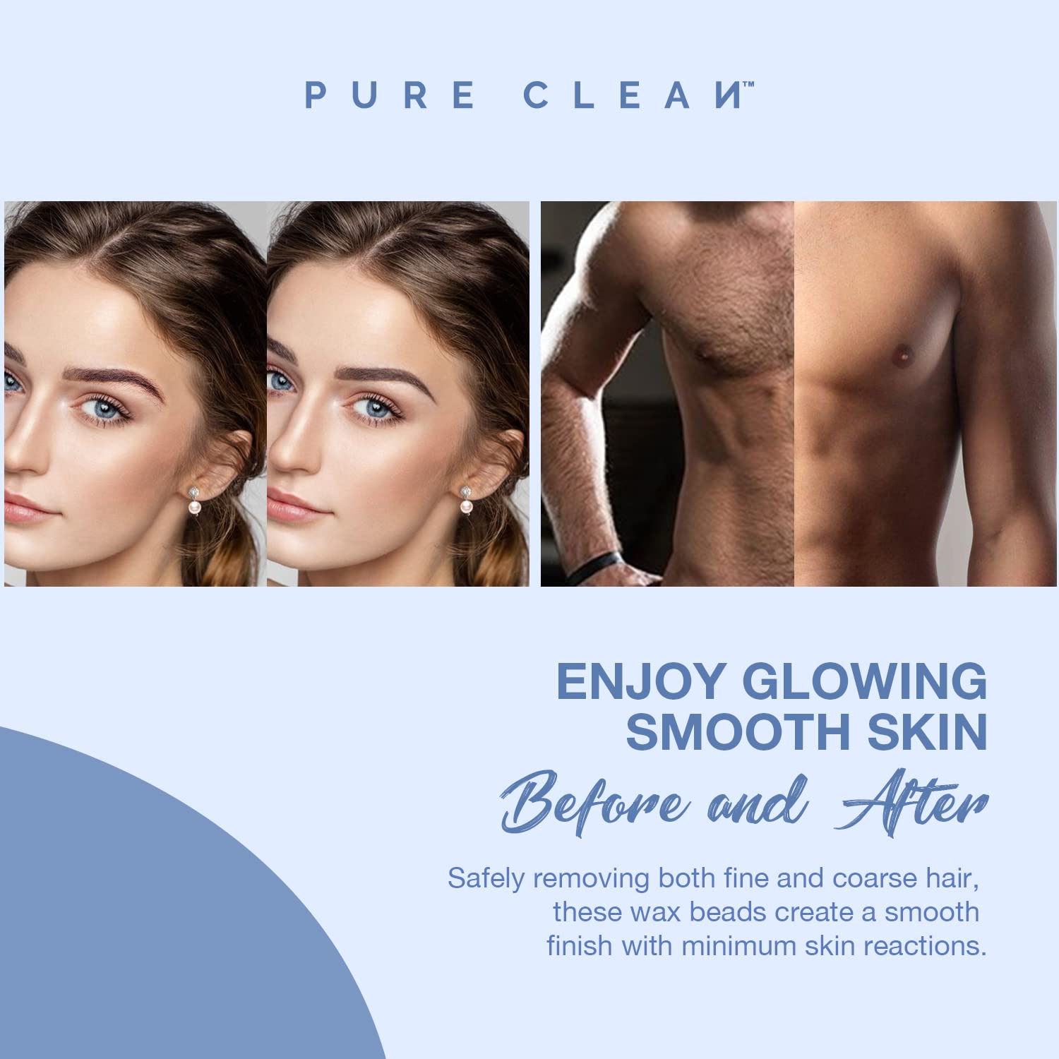 PURECLEAN Waxing kit, Hair Removal Home Wax Warmer, Hard Wax Kit with 4 Formula Hard Wax Beads for Full Body, Legs, Face, Eyebrows, Bikini Women Men At Home Waxing