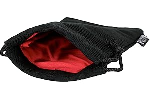 EASY ROLLER DICE CO. Classic Large Dice Bag - 5x8 Inches with Drawstring Closure and Durable Design - Holds 100+ Polyhedral Dice (Red Interior)