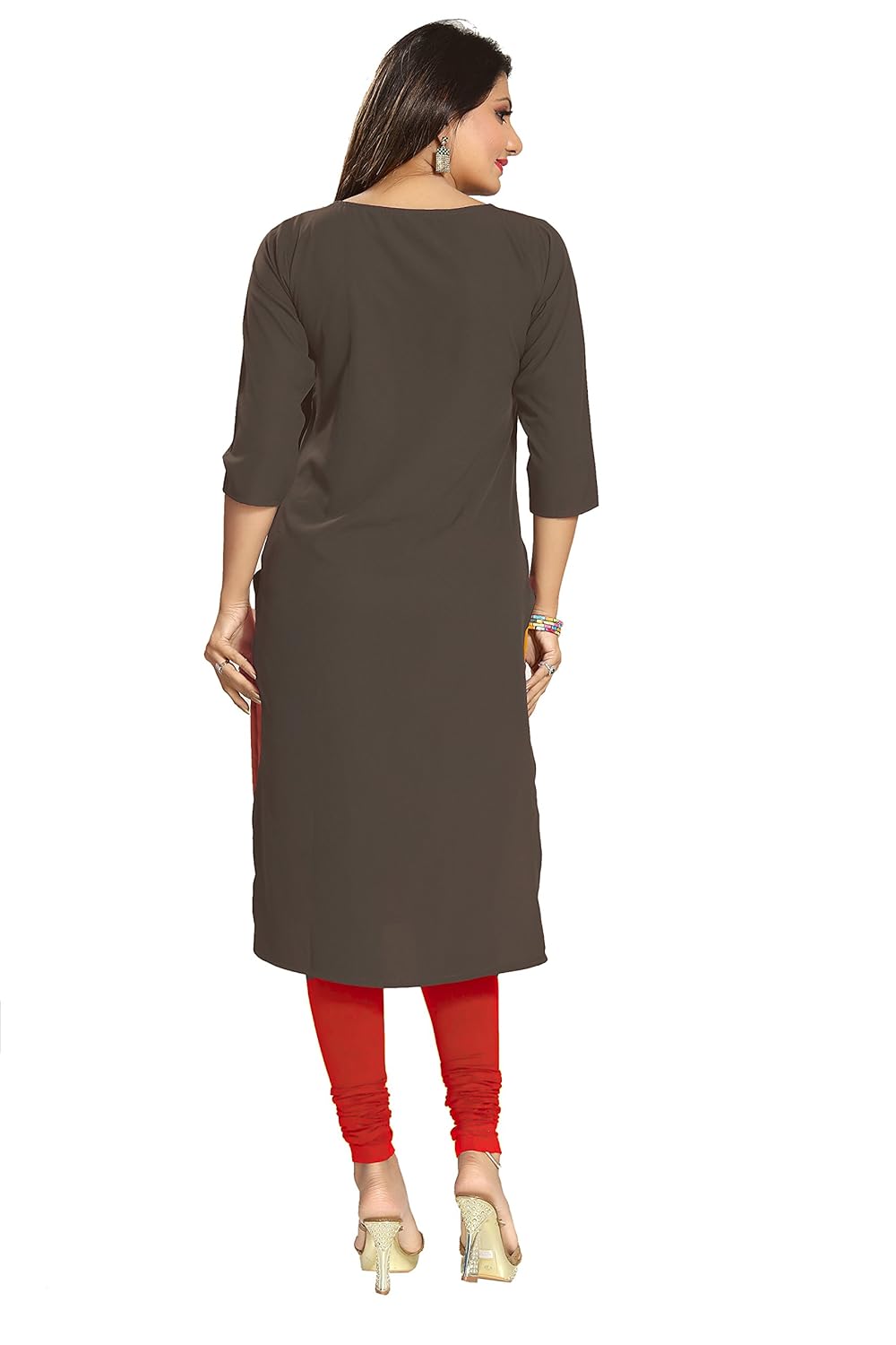 alc creations women's faux crepe a-line kurti