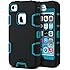 iPhone 4s Hülle, ULAK iPhone 4s Case 3in1 Stoßfest Hybrid High Impact Hart PC und Weiche Silikon Schutzhülle Tasche Case Cover für Apple iPhone 4s iPhone 4(Schwarz+Blau)