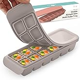 Firgi 0.5 oz/12 Sections Silicone Ice Cube Freezer Tray with Lid, Gray | Baby Food Storage Freezer Tray,100% Platinum Silicone,Leak Resistance &amp; Dishwasher Safe for Baby Food Prep,Purees,Korean Made