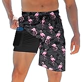 ALISISTER Mens Swim Trunks with Compression Liner Bathing Suit Summer Swimming Shorts