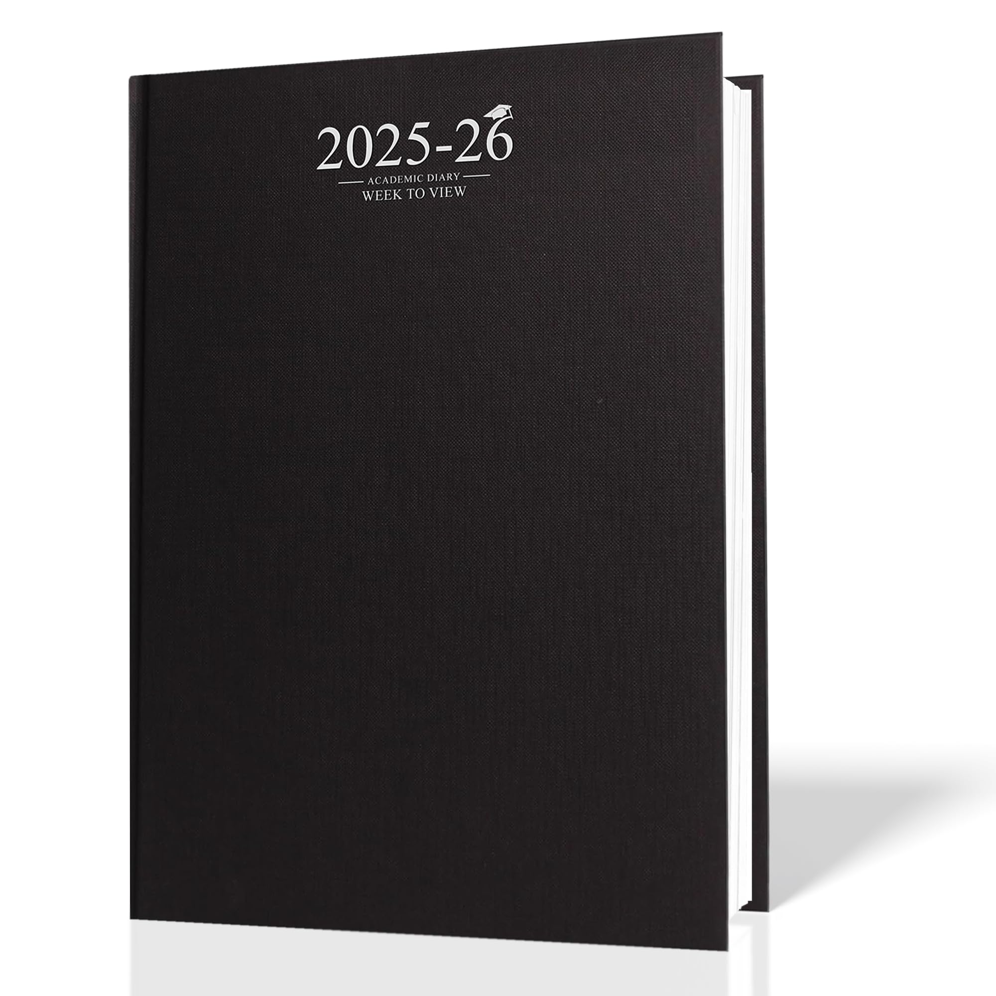 G4GADGET 2025-2026 Academic Diary, A4, Week to View, Black, Case Binding, Two Pages per Week Format