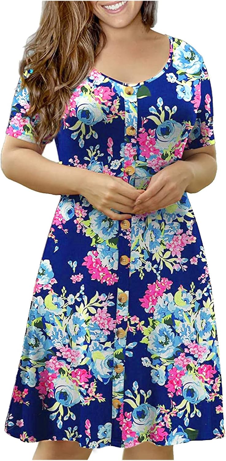 Toeava Plus Size Summer Dress for Women,Women’s Short