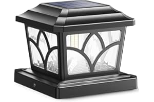 SIEDiNLAR Solar Post Cap Lights Outdoor 4 Modes 40 LEDs Aluminum Glass Fence Post Light for 4x4 5x5 6x6 Wooden Vinyl Posts Deck Patio Decor, Warm White & Cool White Dynamic Lighting Black (1 Pack)