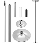 Yaheetech 45mm Portable Spinning &amp; Static Pole Dance Pole for Home | Sturdy Steel Construction Holds up to 441 Lb, Screw-Free Removable Design Protects Ceilings While You Dance and Exercise