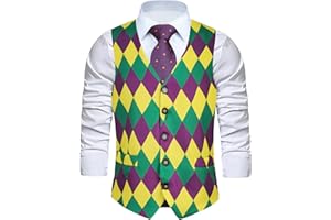 GRAJTCIN Men's Festive Costume Adult Mardi Gras Vest 3D-Print St Patrick's Day Suit Independence Day Waistcoats