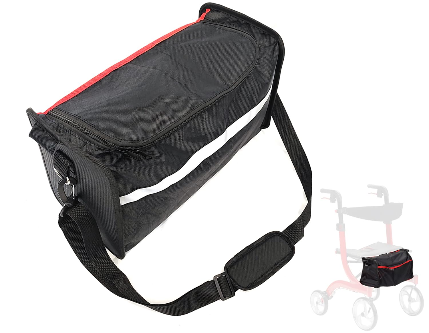Photo 1 of 10266 Nitro rollator walker bag,Shoulder Bag,Replacement Bag for Nitro Aluminum Rollator and Transport Chair Combination Unit,Comes with shoulder strap for carrying.1026633,1026610,Black,1Ea