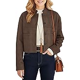 kipfall Womens Faux Suede Cropped Jackets Fall Fashion Winter Coats Lightweight Outerwear Oversized Motorcycle Jacket