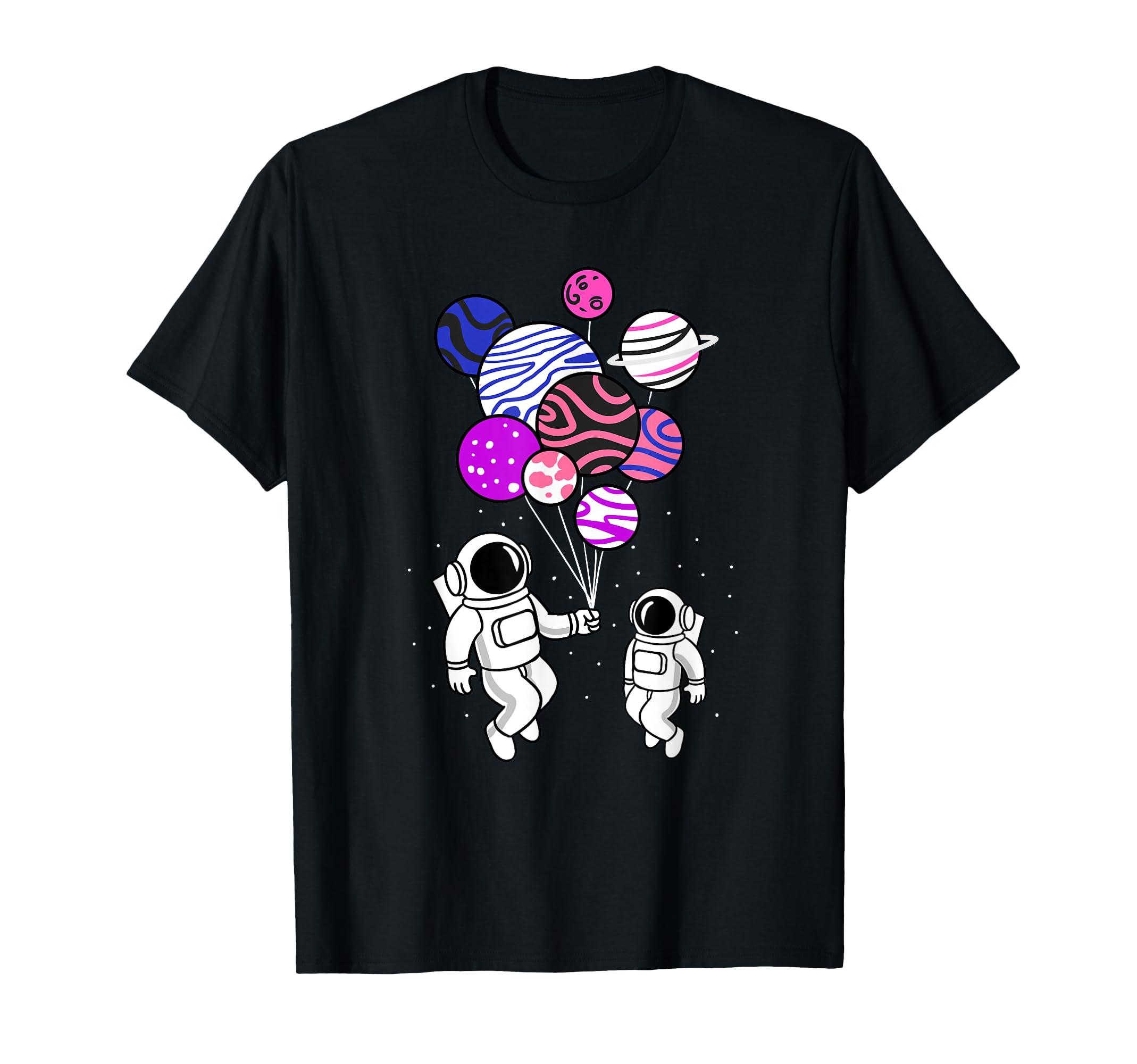 Astronaut Holding Genderfluid Planet Balloons Genderfluid T-Shirt
