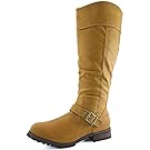 DailyShoes Women's Knee High Ankle Buckle Strap Military Combat Boots, 11 B(M) US, Tan Pu