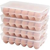 Eslite Covered Egg Holder,Egg Storage for Refrigerator,Fits 18 Eggs,Pack of 4
