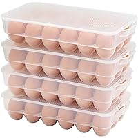 Eslite Covered Egg Holder,Egg Storage for Refrigerator,Fits 18 Eggs,Pack of 4